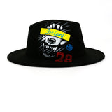 Walter White Fedora Topper Hand Painted Graffiti Woolen Hat Printed Tie-Dye Felt Hat