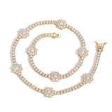 Zircon necklace flower-shaped zircon single row chain