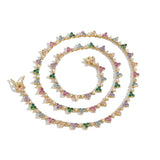 Zircon necklace flower-shaped colorful necklace