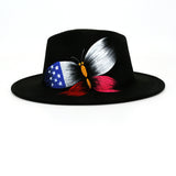 Walter White Fedora Topper Hand Painted Graffiti Woolen Hat Printed Tie-Dye Felt Hat