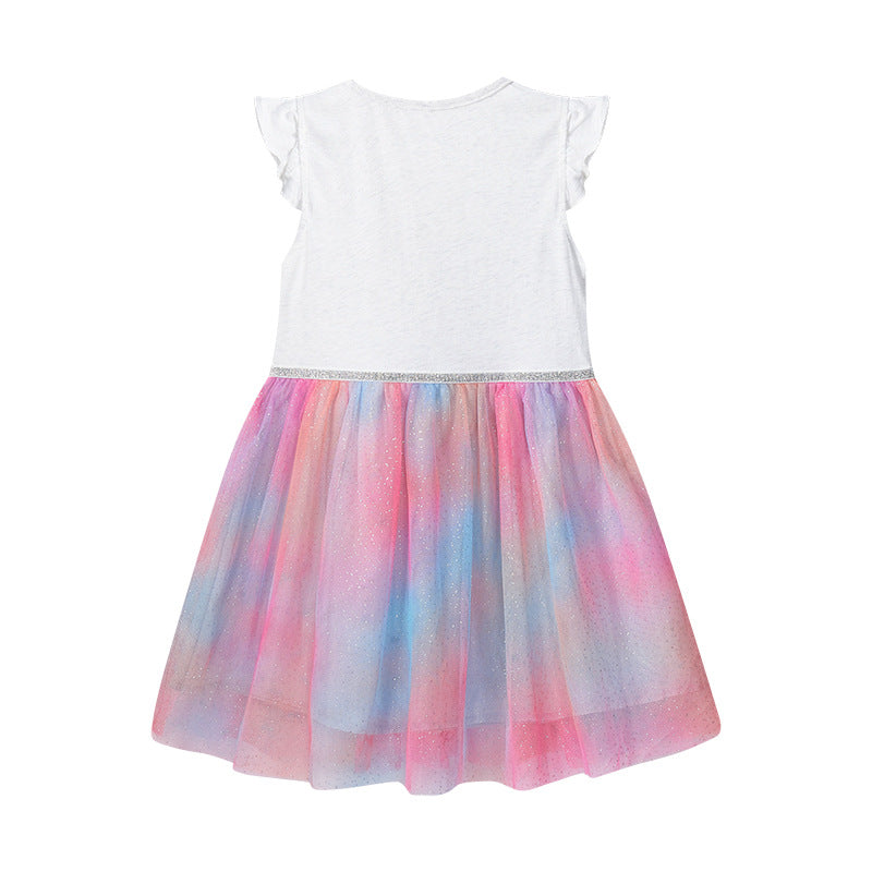 Girl Dress Summer Girls' Veil Dress Dress Sequin Embroider Mesh Princess Dress