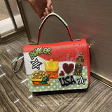 Chh Chrome Heart Leather Bag Las Vegas Themed Embroidered Tote