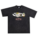 Rock Star T Shirt Zeppelin Airship Rock Team Washed Distressed T-shirt Loose Short Sleeve Men