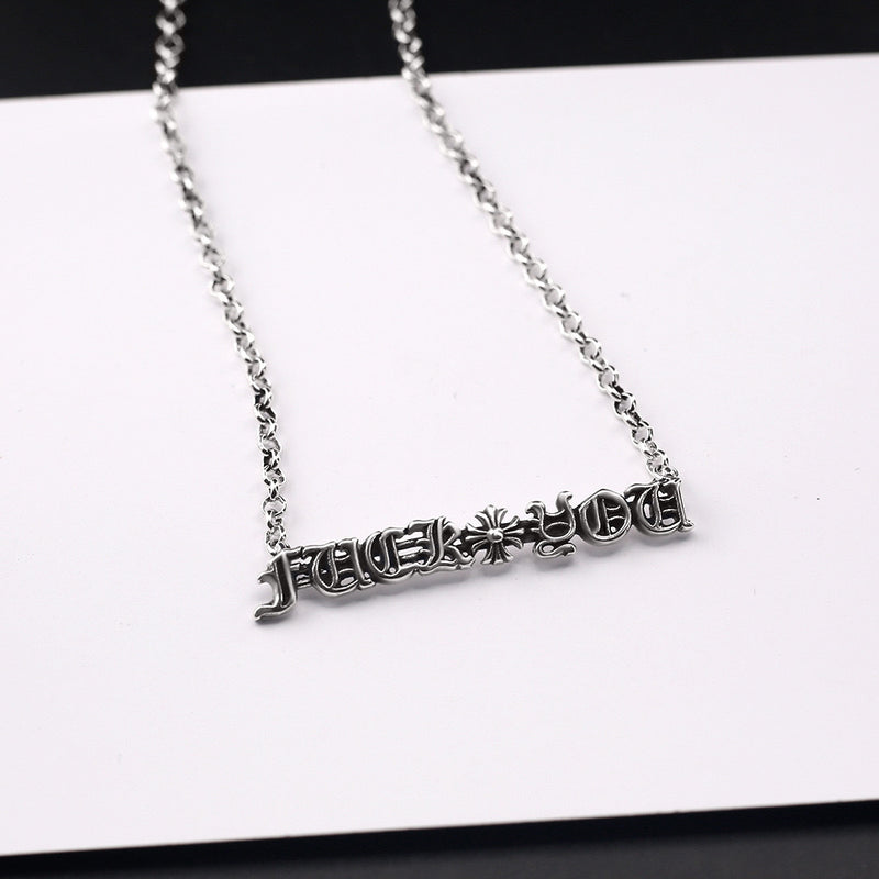 Chrome Heart Necklace Letter Bead Chain Necklace