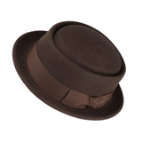 Walter White Hats Woolen Bowler Hat Autumn and Winter Leisure Retro Felt Cap Flat Top Fedora Hat