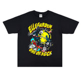 Rock Star T Shirt Band Rock Print Washed Distressed T-shirt Short Sleeve