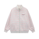 Unisex Baseball Jersey Spring and Autumn Jacket Double-Sided Plaid Embroidered Loose Casual Couple Jacket