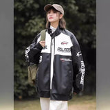 Unisex Baseball Jersey Fall oversized Loose PU Leather Jacket