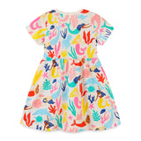 Girl Dress Summer Girls' Dress Cartoon Printed Princess Dress Knitted Cotton round Neck