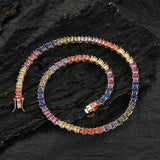 Zircon necklace size mixed color ladder cubic zirconia tennis chain