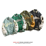 Men's Baseball Jacket Spring Leather Baseball Jacket Men's Vintage Loose Casual Leather Clothing Jacket
