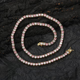 Zircon necklace pink and white zirconium inlaid tennis necklace