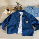 Boy Jacket Boys' Shirt Denim Jacket Spring and Autumn Cotton Western Style Versatile Casual Top