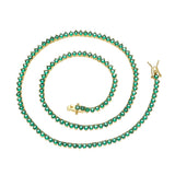 Zircon necklace three prong emerald tennis chain