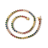 Zircon necklace colorful heart-shaped tennis chain