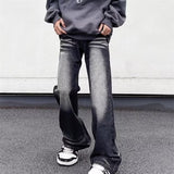 Unisex Jeans retro gradual change jeans flared pants loose casual trousers