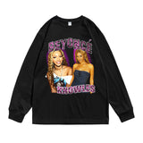 Rock Star T Shirt Beyonce Giselle Knowles Long Sleeve T-shirt Cotton Loose
