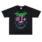 Rock Star T Shirt Gorguts Band Washed Distressed Printed T-shirt Short Sleeve Loose