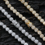 Zircon necklace Flower shaped zircon single row chain