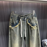 Unisex Jeans Washed Jeans Casual Wide Leg Pants Straight