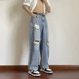 Unisex Jeans Ripped Jeans Straight Wide Leg Pants vibe