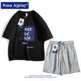 Nasa Tracksuit Short-Sleeve Shorts Suit Men's Summer Trendy Student Fitness Casual