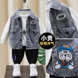 Boy Jacket Children's Vest Denim Vest Spring and Autumn Outer Wear Loose-Fitting Vest Children