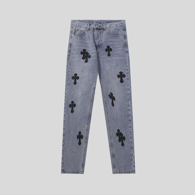 CHH Chrome Hearts Jeans Chrome Unisex Casual Loose Jeans
