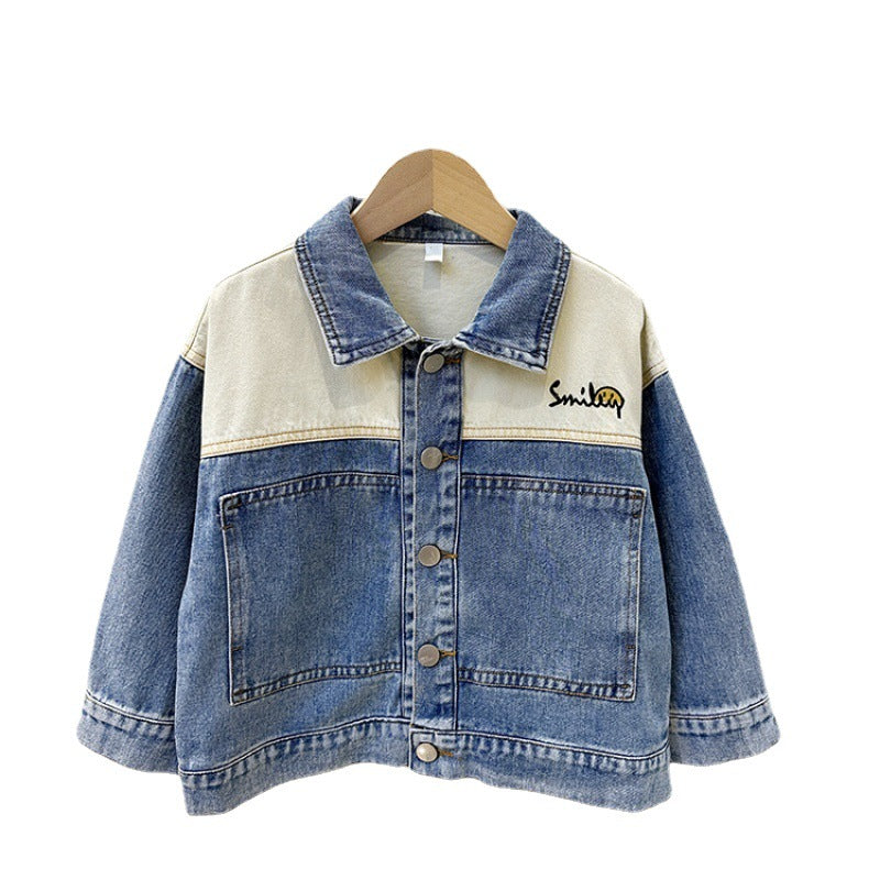 Boy Jacket Boys' Denim Jacket Spring and Autumn Baby Fashionable Clothes