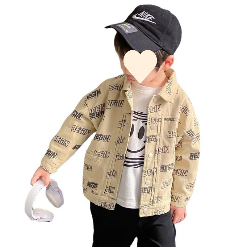 Boy Jacket Boys' Coat Trendy Baby Spring and Autumn Children's Spring Clothes Handsome Jacket