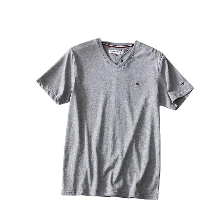 Tommy T Shirts Tommy Men's V-Collar Short Sleeve Coat T-shirt Embroidered V-neck