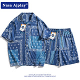 Nasa Tracksuit Short-Sleeved Shorts Suit Male Student Ruffle Handsome Casual