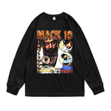 Rock Star T Shirt Printed round Neck T-shirt Long Sleeve Loose