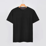 Tommy T Shirts Tommy Men's Short-Sleeved Cotton round Neck Slim-Fit Solid Color T-shirt
