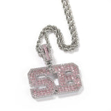 Jewelry Pink Zircon Letter Pendant Necklace Personalized Design Word Up Royalty