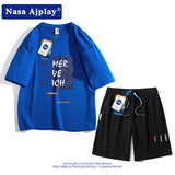 Nasa Tracksuit Short-Sleeve Shorts Suit Men's Summer Trendy Student Fitness Casual