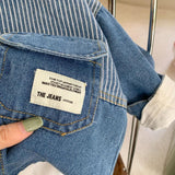 Boy Jacket Spring Boys' Cow Shirt Striped Lapel Shirt Fashionable Jacket