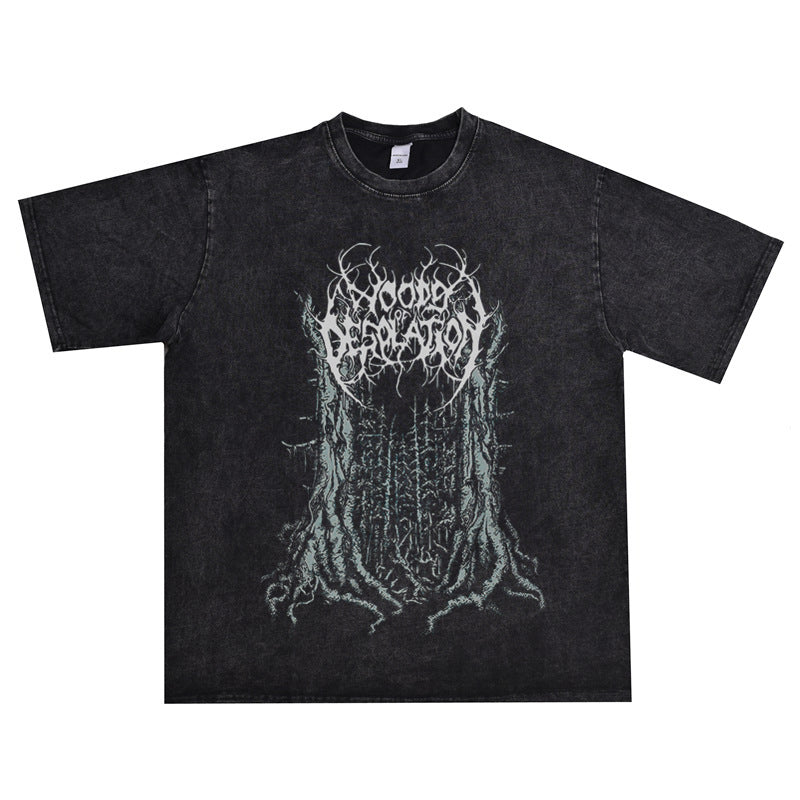 Rock Star T Shirt Woods of Settlement Band Washed Distressed T-shirt