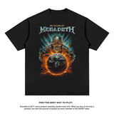 Rock Band T Shirt Washed Short Sleeve T-shirt round Neck