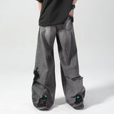 Unisex Jeans American Ins Old Wide Leg Ripped Jeans