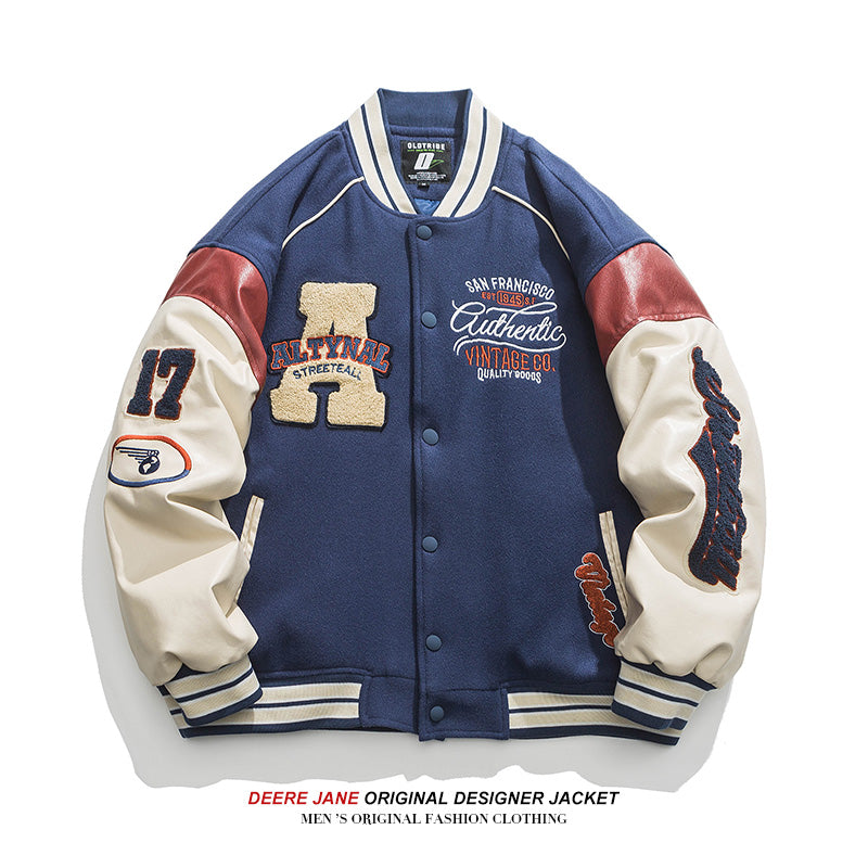 Men's Baseball Jacket Stitching Baseball Uniform Men's Winter Loose Casual Jacket