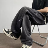 Unisex Jeans Star Embroidered Jeans Vintage Wide Leg Pants