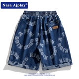 Nasa Shorts Men's Denim Shorts Summer Loose Casual
