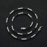 Zircon necklace black and white spaced tennis chain