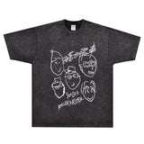 Rock Star T Shirt Sunset Speed Band T-shirt Rock American Small Neckline Cartoon Dizzy Street Loose Printed Trendy Men's Short Sleeve