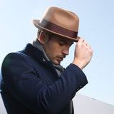Walter White Hats Autumn and Winter Jazz Top Hat Plain Feather Big Brim Top Hat Banquet Party