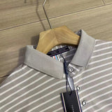 Tommy T Shirts Men's Casual Striped Short-Sleeved Polo Shirt