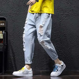 Unisex Jeans Summer Ripped Jeans Loose Straight Casual Pants