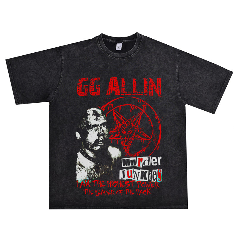 Rock Star T Shirt GG Allin Personalized Printed T-shirt Short Sleeve Loose Cotton Men and Women