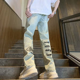 Unisex Jeans American Washed Old Printed Jeans ins